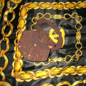 VTG 40's BOX BEAD BAG BRONZE PURSE UNIQUE  BROWN